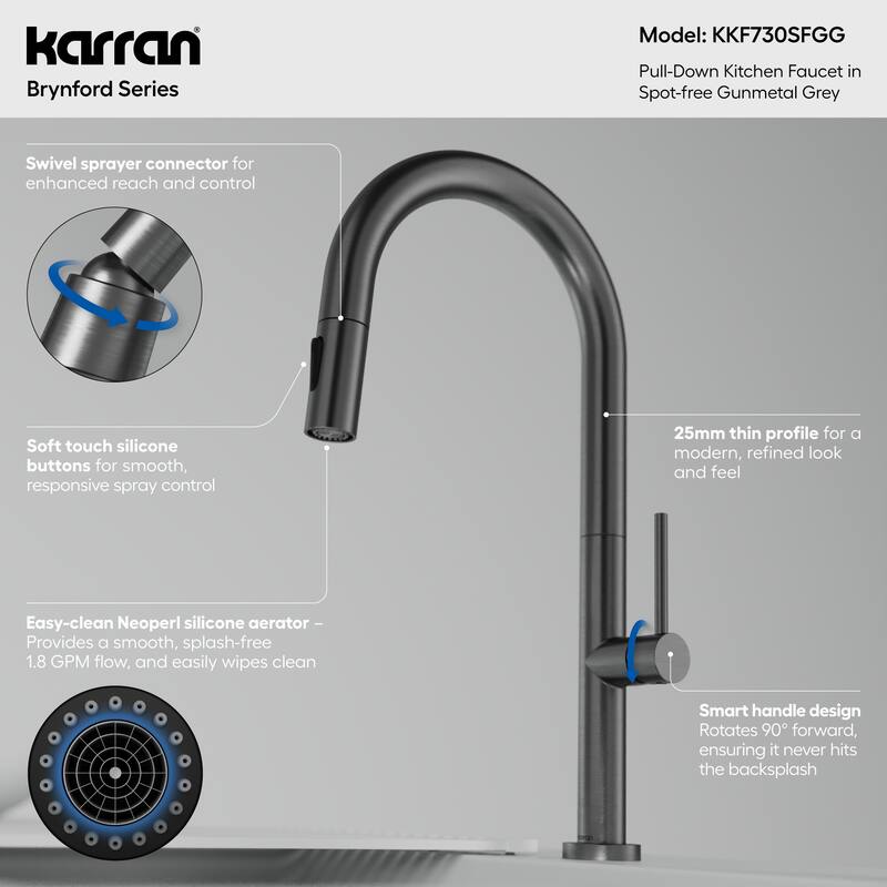 Karran Brynford Single Handle Pull-Down Sprayer Kitchen Faucet