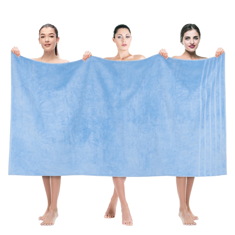 American Soft Linen 100% Genuine Turkish Cotton Large Jumbo Bath Towel 35x70 Premium & Luxury Towels - Sky Blue