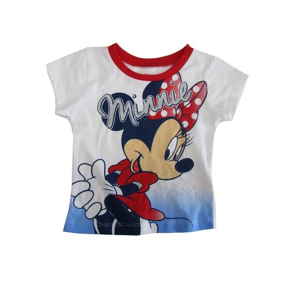 Shop Disney Baby Girls White Blue Minnie Print Short Sleeve Trendy