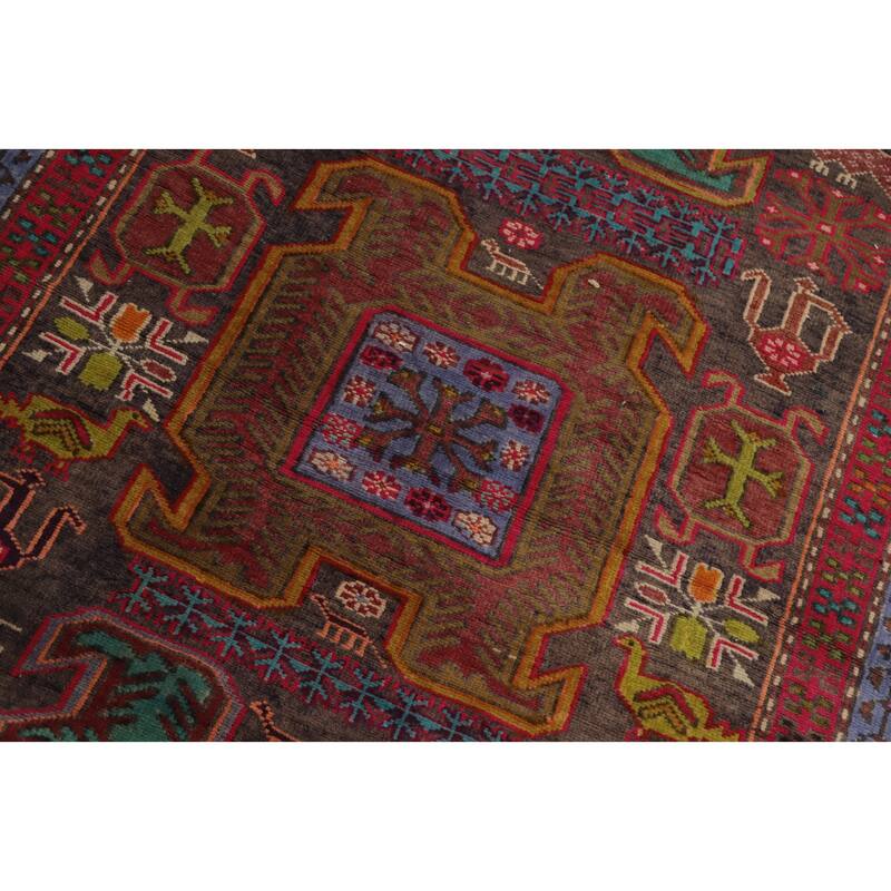 Hand Knotted Oriental 100% Wool Carpet Traditional Tribal Multi-Colored Heriz Runner Rug - 10' 2'' X 3' 5''