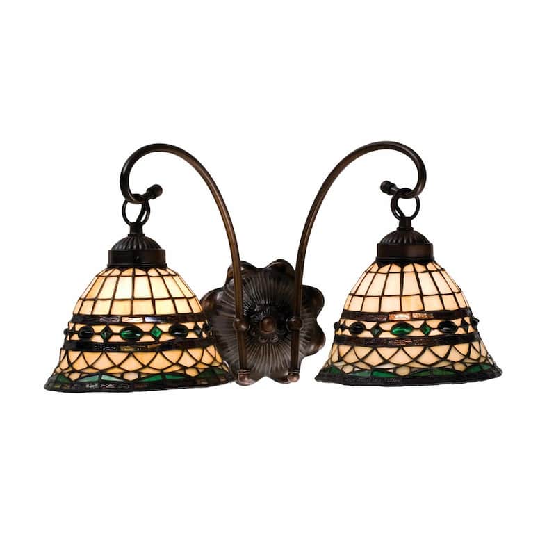 Meyda Tiffany Roman 18" Wide 2 Light Double Sconce with Art Glass