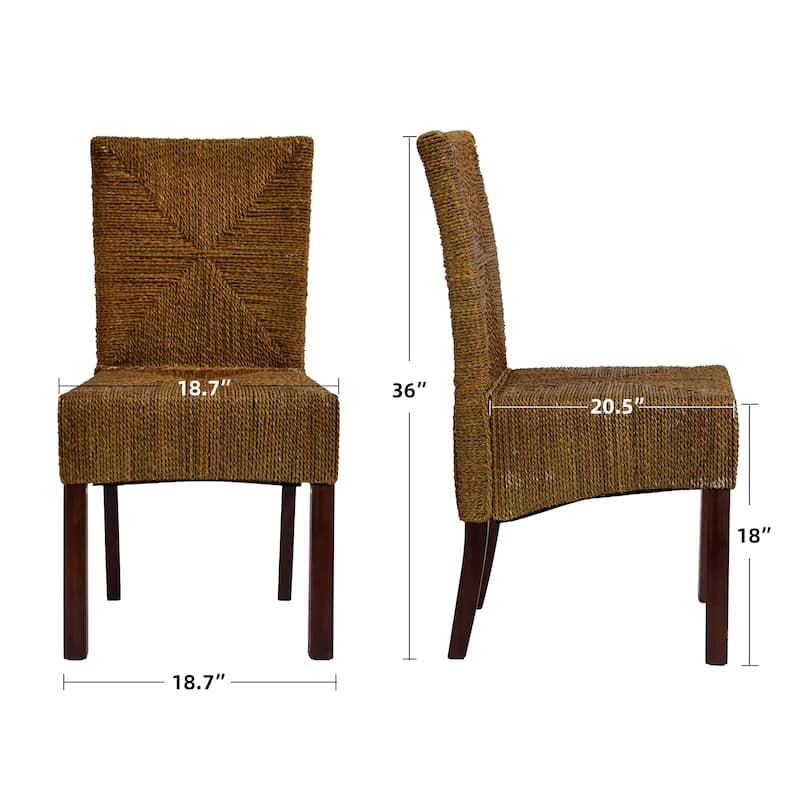Bohemian 18.7" Wide Weave Seagrass Rattan Dining chairs with High Back - 18.7"W x 20.5"L x 36"H