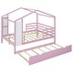 preview thumbnail 6 of 13, Pink Full Size Solid Wood House Bed with Trundle and Writing Board for Kids