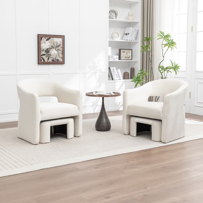 SEYNAR Modern Glam Velvet Accent Armchair Open Back with Ottoman Set of 2