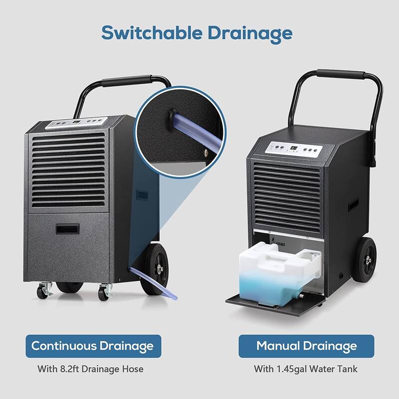 Commercial Dehumidifier for Basement with Drain Hose and Pump - 110 pints