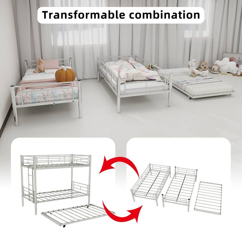 Heavy-duty Sturdy Meta Twin over Twin Bunk Bed Noise Reduced
