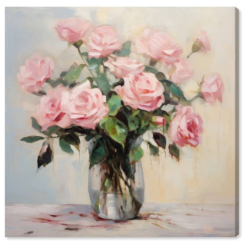 Wynwood Studio Canvas Floral and Botanical Bouquet de Rosas Pink and Light Pink Traditional Wall Art Canvas Print