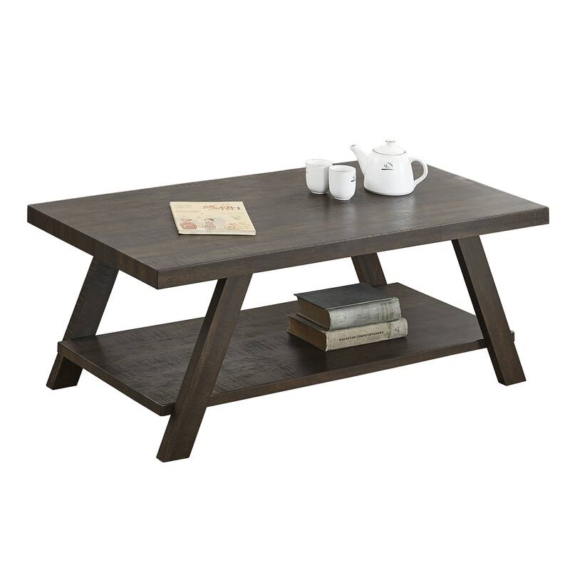 Contemporary Wood Coffee Table with Shelf