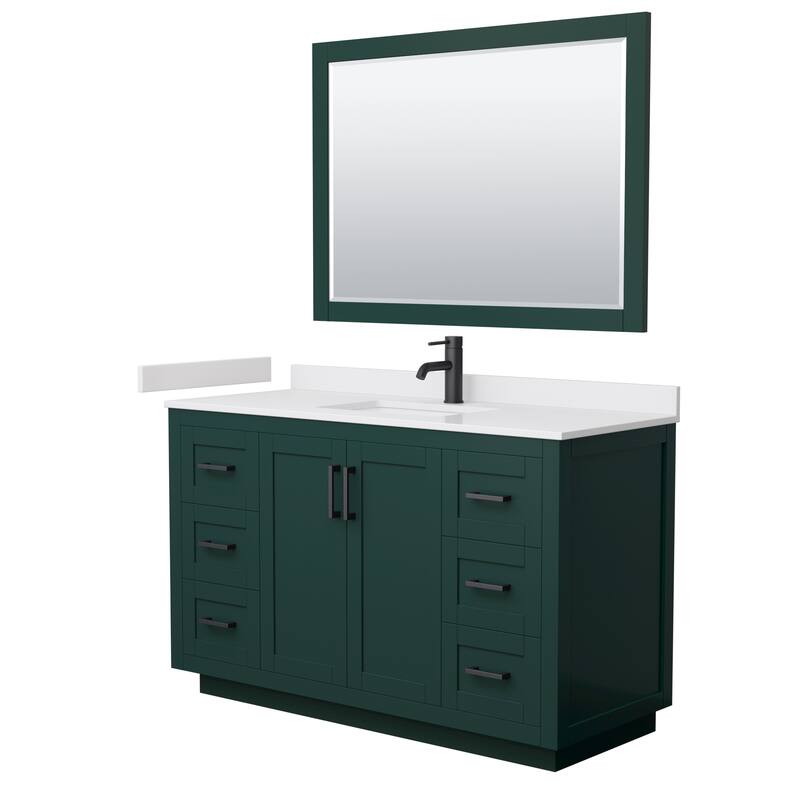 Miranda Single Vanity Set, Cultured Marble Top, 46-Inch Mirror - 54-Inch Single - Green, Black Trim, White Cultured Marble Top