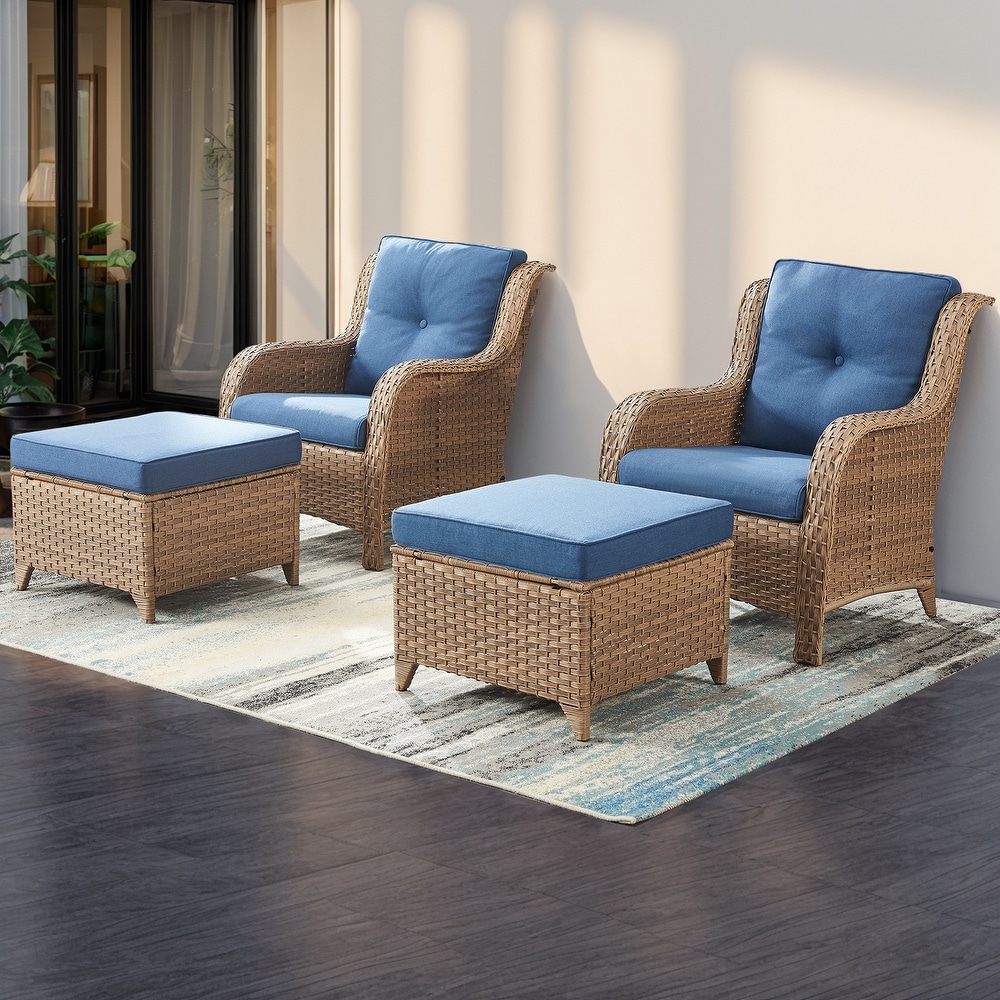 Patio chairs with ottoman on sale