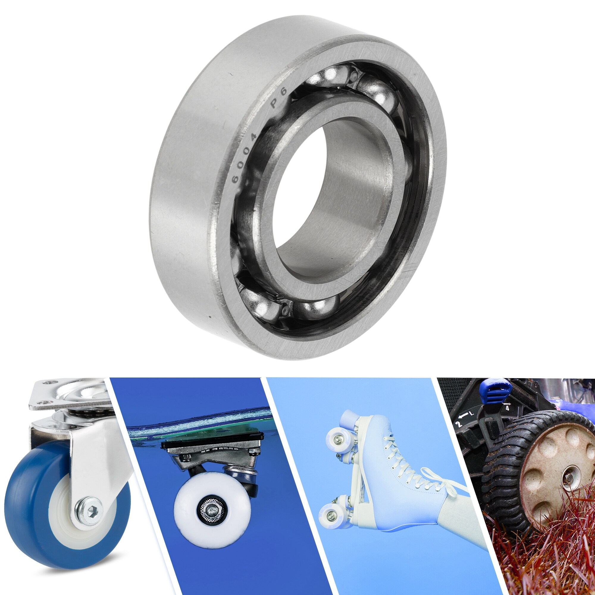 Deep Groove Ball Bearings P6 Lubricated Bearings Open Type Silver Tone for Scooter Skateboard Wheels - Silver Tone