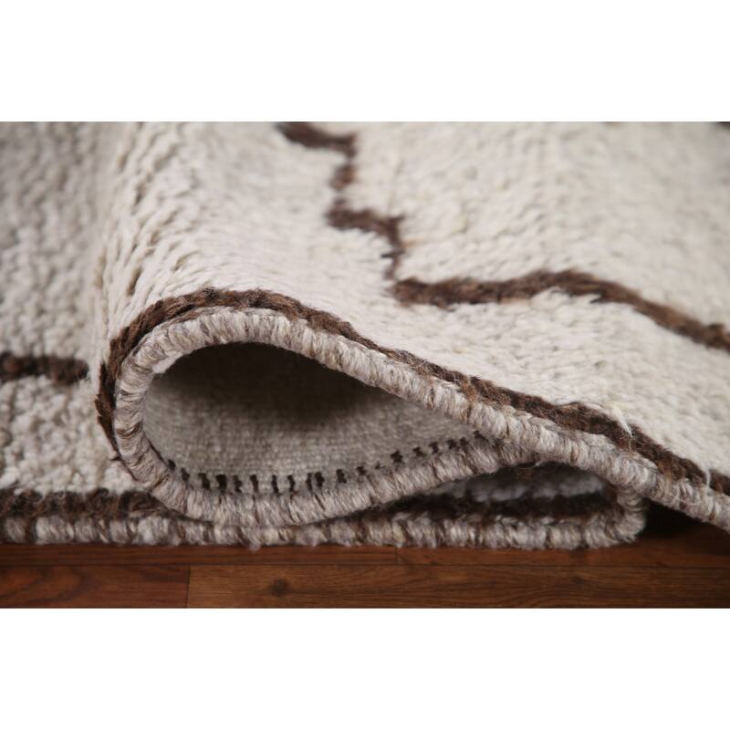 Natural Dye Beige Anatolian Runner Rug Hand-knotted Wool Carpet - 3'4"x 11'8"