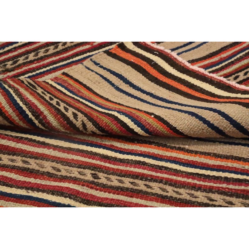 Hand Woven Oriental 100% Wool Carpet Southwestern Geometric Multi-Colored Kilim Area Rug - 8' 0'' X 5' 2''