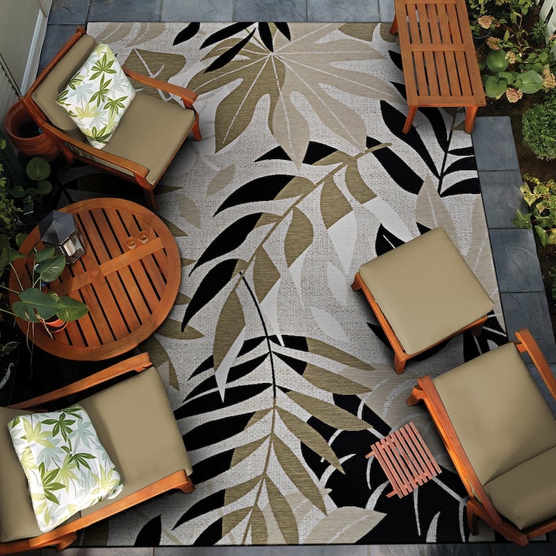 Gelato Corrie Leaf Brown-Black Indoor/Outdoor Area Rug