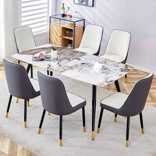 54.30" Modern minimalist dining table sets With Sintered Stone tabletop ...
