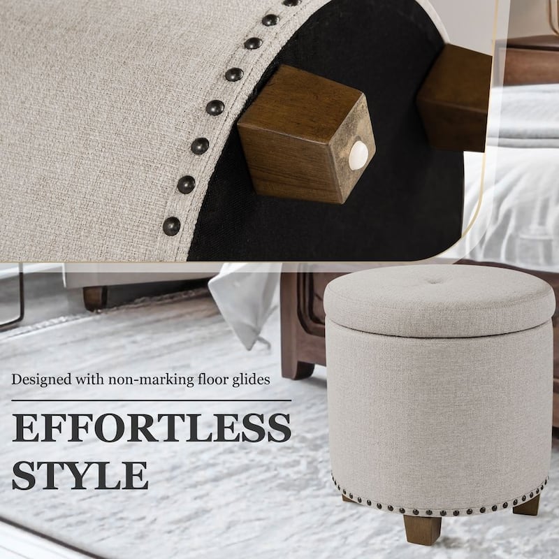 HomePop Storage Ottoman with Nailheads