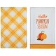 preview thumbnail 3 of 3, Hello Pumpkin Season and Plaid Fall Harvest Kitchen Tea Towels - 26" - Set of 2