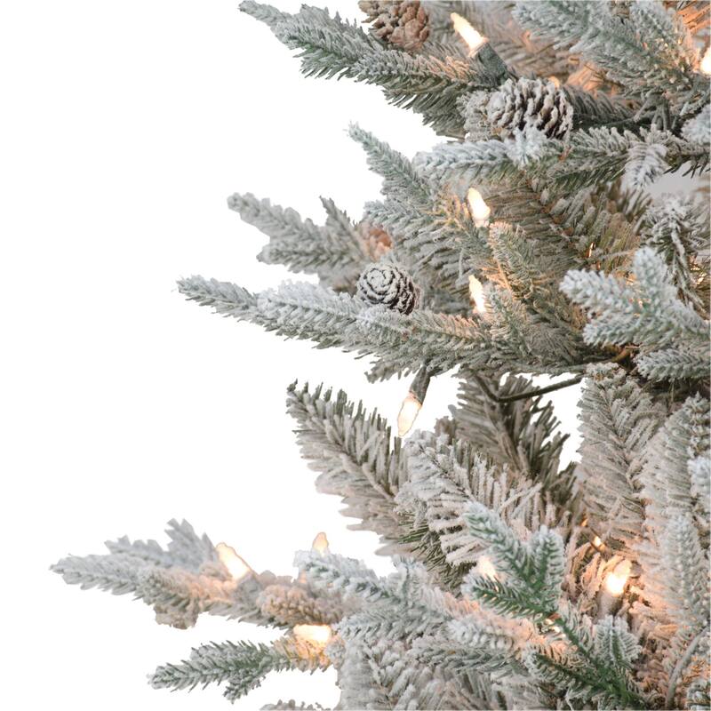 4.5' Potted Flocked Pine Medium Artificial Christmas Tree Clear Lights - 4.5 Foot