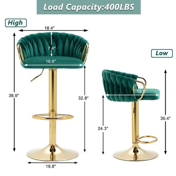 dimension image slide 2 of 6, Modern Swivel Counter Height Bar Stools Adjustable Counter Stool With Backs