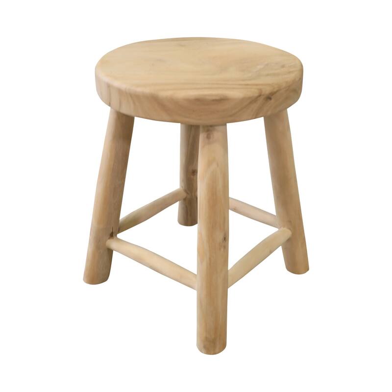 14" Round Stool with Natural Teakwood Branch Legs