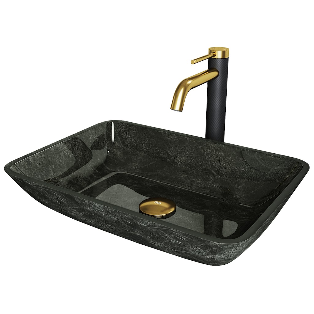 Vigo Onyx 13" Glass Vessel Bathroom Sink with 1.2 GPM Lexington