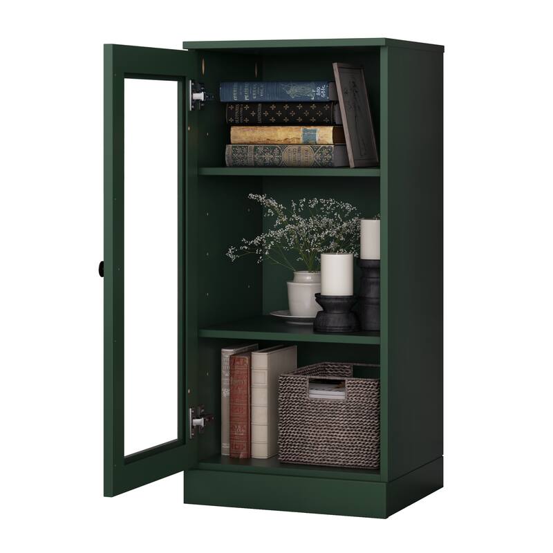 Palace Imports 100% Solid Wood 3-Shelf Bookcase with Clear Glass Door and Adjustable Shelves