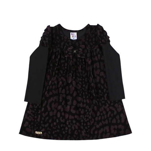 Toddler Girl Long Sleeve Dress Polka Dot Little Girl Pulla Bulla 1-3 Years Black