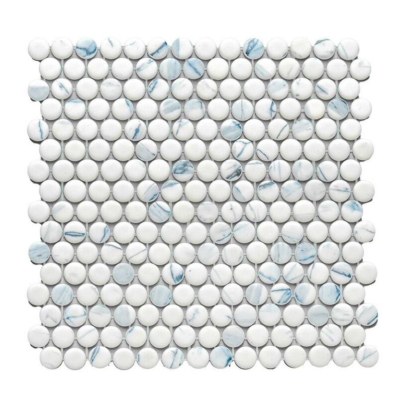 The Tile Life Eterna Penny 12x12 Round Glass Mosaic Floor, Wall & Backsplash Tile