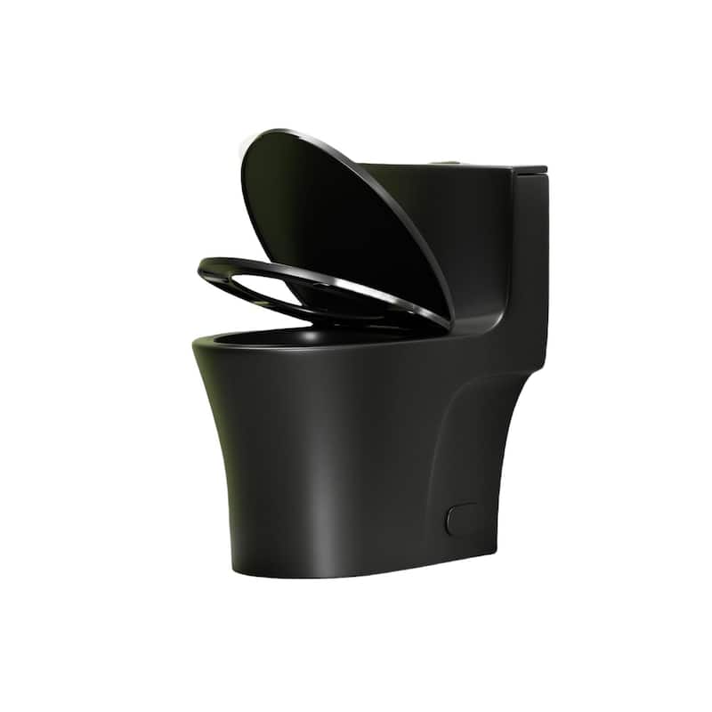 1.1/1.6 GPF Tornado Flush One-Piece Toilet Elongated,Soft Closing Seat, Button on Tank top,Chair Seat ADA Height 17"