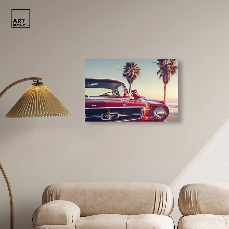 Beachside Car and Sneakers Canvas by Art Remedy, Gallery Wrapped