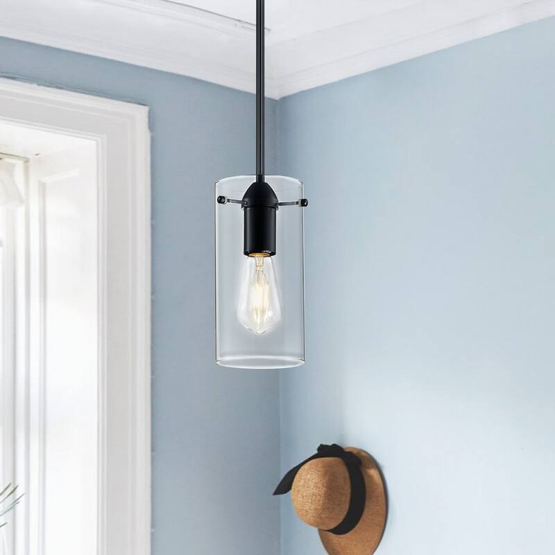 CO-Z Farmhouse Clear Glass Pendant Ceiling Light Fixture - Black