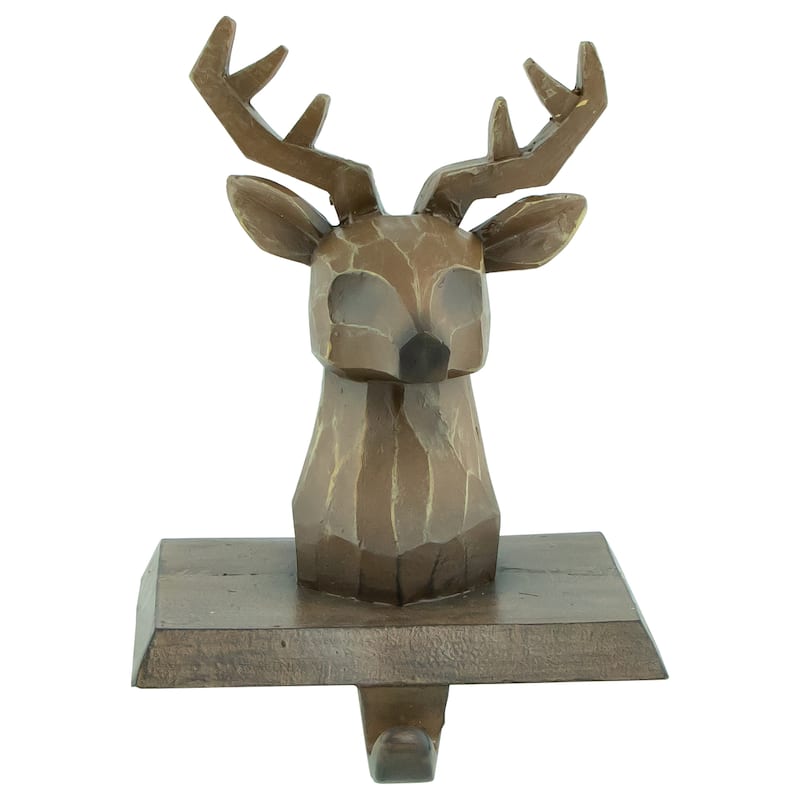 Set of 2 Brown Reindeer Head Christmas Stocking Holders 5.75"