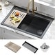 preview thumbnail 145 of 146, KRAUS Bellucci Workstation Topmount Drop-in Granite Kitchen Sink 33" L x 22" W - Metallic Black