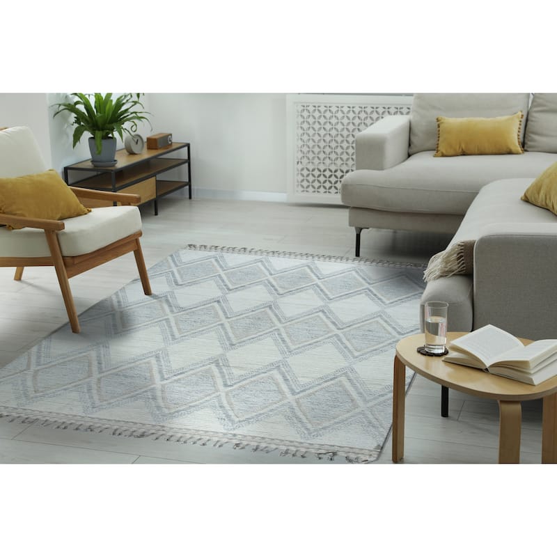 Home Decor Beig. E Hand-Knotted Wool Contemporary Marrakech Handspun Area Rug Stylish and Durable Rug for Living Room, Bedroom,