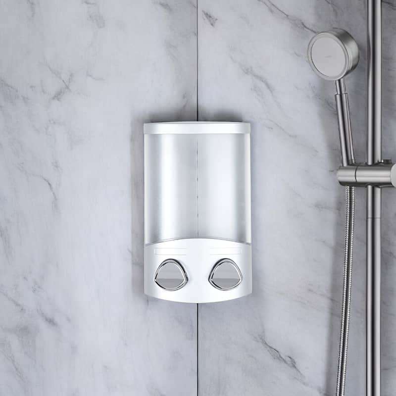 HomeRoots Gray Heavy Duty Plastic Two Chamber Wall Mount Soap Dispenser - 4.75' X '7.5' X '3.25 - Gray - 4.75' X '7.5' X '3.25
