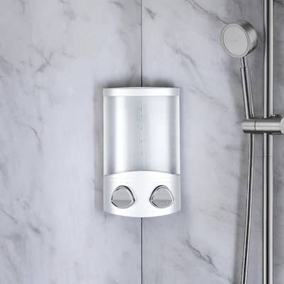 HomeRoots Gray Heavy Duty Plastic Two Chamber Wall Mount Soap Dispenser - 4.75' X '7.5' X '3.25