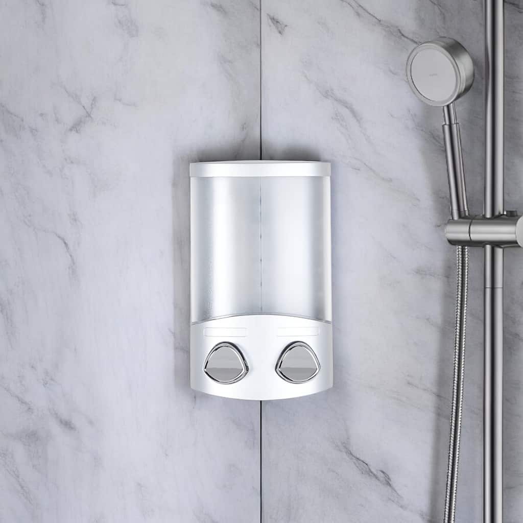 HomeRoots Gray Heavy Duty Plastic Two Chamber Wall Mount Soap Dispenser - 4.75' X '7.5' X '3.25