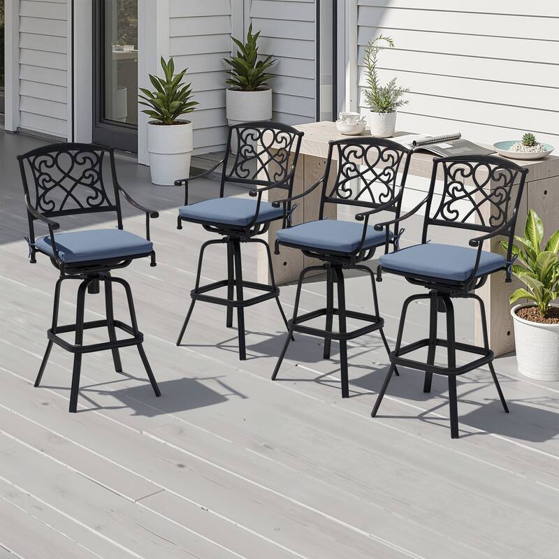 Crestlive Outdoor Patio Bar Height Swivel Bar Stool with Sunbrella Cushion