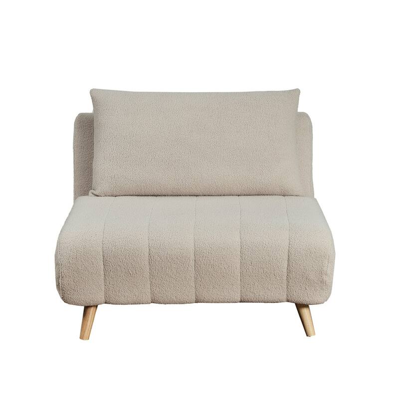 Foldable Sleep Chair with Hideaway Legs and Backrest Pillow - 75.5"D x 41"W x 30"H