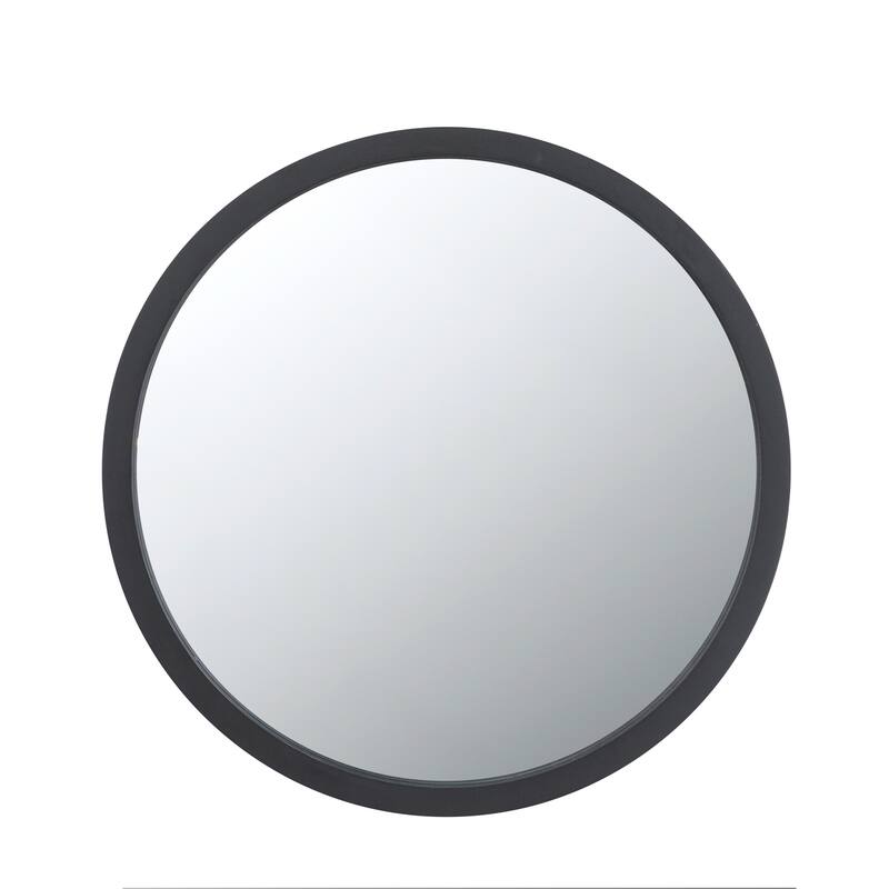 Circle Wall Mirror with Wooden Frame