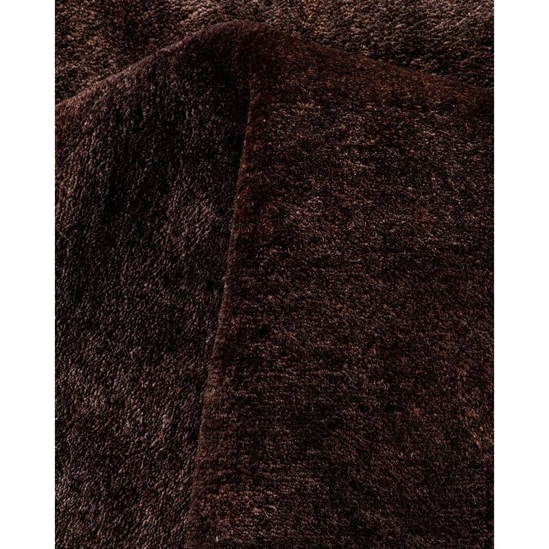 Overton Hand Knotted Wool Vintage Inspired Modern Contemporary Overdyed Brown Area Rug - 8' 4" x 10' 2"