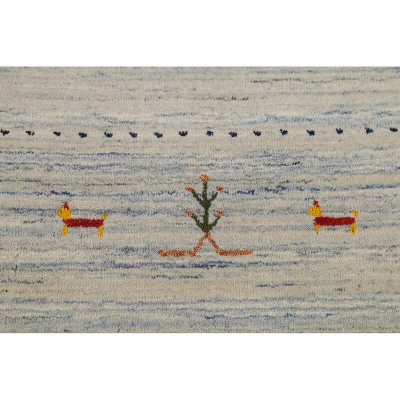 Striped Gabbeh Oriental Area Rug Handmade Wool Carpet - 6'10"x 9'9"