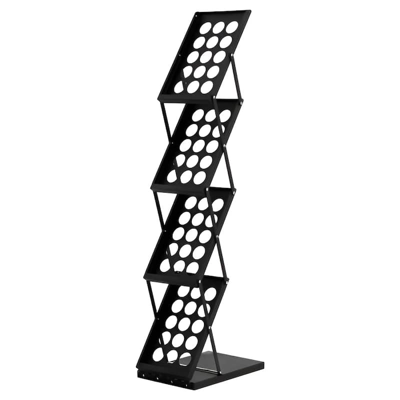 Foldable 4-Tier Magazine Rack with Carry Bag, Brochure Display Stand - 10.63 x 14.17 X 49.21 in