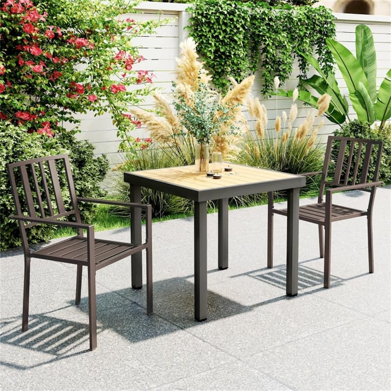 Galvanized Steel Outdoor Dining Chair Set of 2 Stackable - 22.5" W x 22.75" D x 35" H
