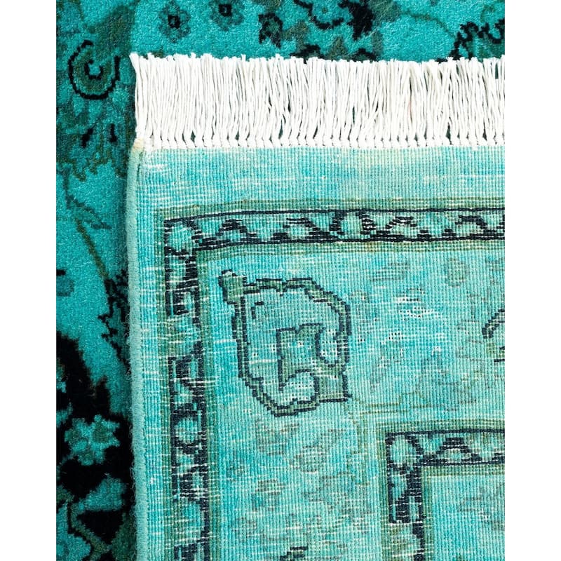 Overton Hand Knotted Wool Vintage Inspired Modern Contemporary Overdyed Blue Area Rug - 3' 1" x 5' 5"