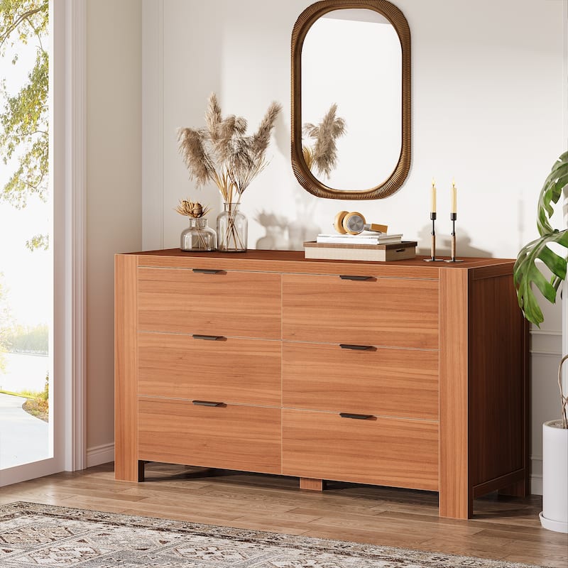 55-Inch Chest of Drawers, Wooden 6-Drawer Dresser Closet Storage Organizer