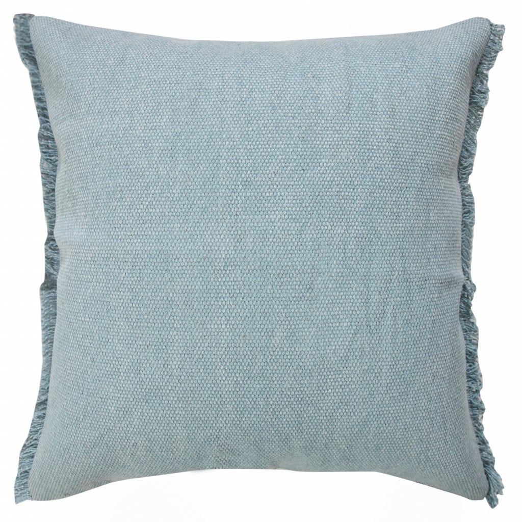 HomeRoots 20" X 20" Corydalis Blue And Light Blue 100% Cotton Zippered Pillow
