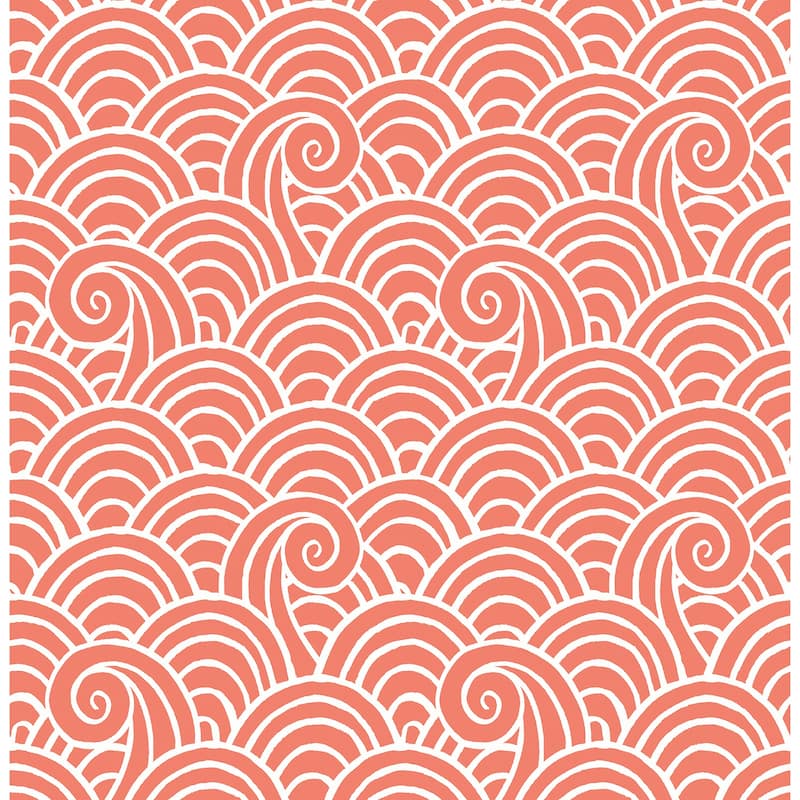 A-Street Prints Alorah Coral Wave Wallpaper