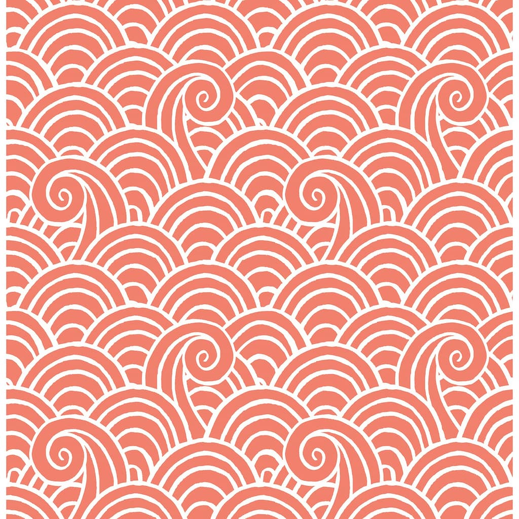 A-Street Prints Alorah Coral Wave Wallpaper