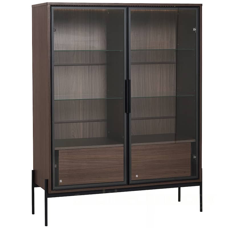 Tempered Glass Door Cabinet With Metal Legs